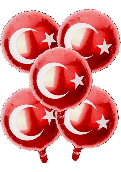 45CM Türk Bayrağı Folyo Balon 5 Adet