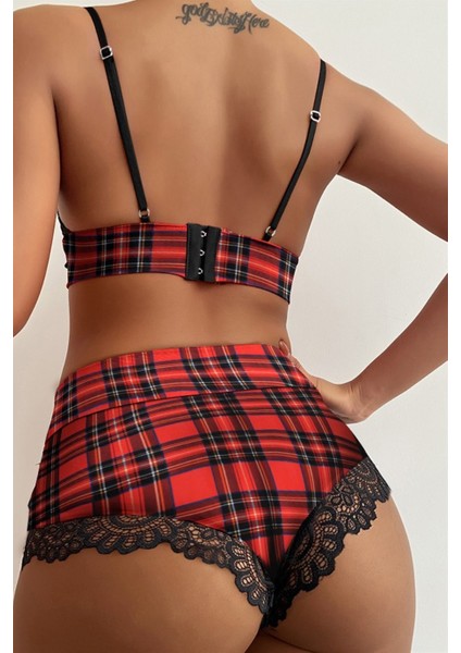 Kirmizi Seksi Çok Sik Yüksek Bel Sortlu Takim 18500