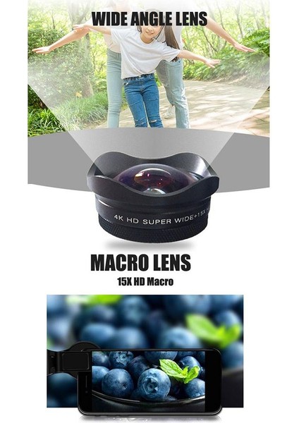 Profesyonel Telefon Lensi Geniş Açı Lensi Hd Lens Fotoğraf & Video Çekimi