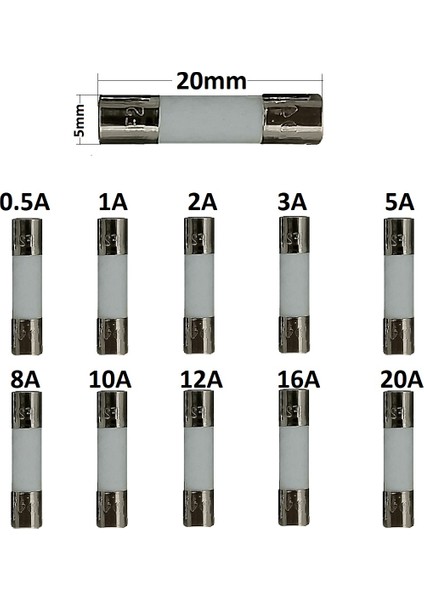 5X20 Seramik Sigorta Seti 100X 10 Tür Kutulu fiyatları