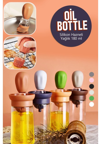 Artwork Anatolia Oil Bottle Silikon Hazneli Fırçalı Yağlık Sirkelik Sosluk 180 ml