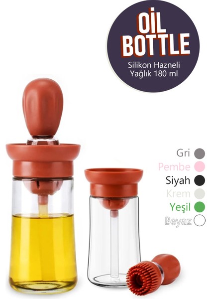 Artwork Anatolia Oil Bottle Silikon Hazneli Fırçalı Yağlık Sirkelik Sosluk 180 ml