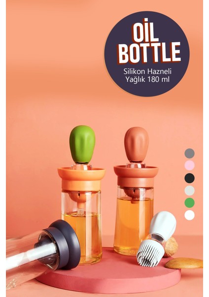 Artwork Anatolia Oil Bottle Silikon Hazneli Fırçalı Yağlık Sirkelik Sosluk 180 ml