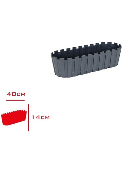 Polıwork Saksı Balkon Akasya 40 cm Antrasıt