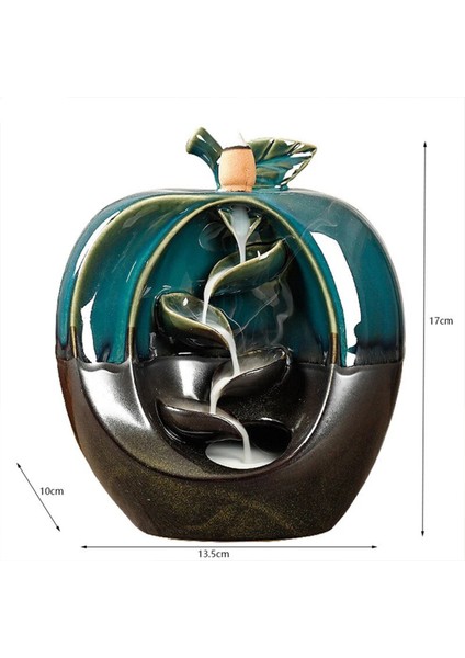 Elma Tasarımlı Şelale Geri Akışlı Tütsülük + 10 Adet Tütsü