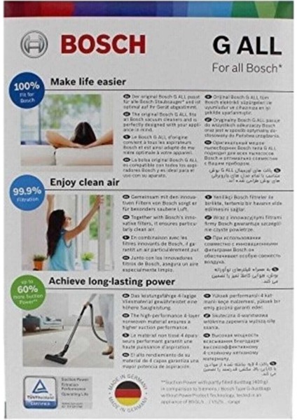Bosch Siemens Elektrikli Süpürgeler Için Toz Torbası (G Tip) 17003048 modelleri