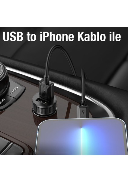 Z49 Çift USB Girişli Araç Şarj Başlık + USB To iPhone Lightning Kablo ALL-36338