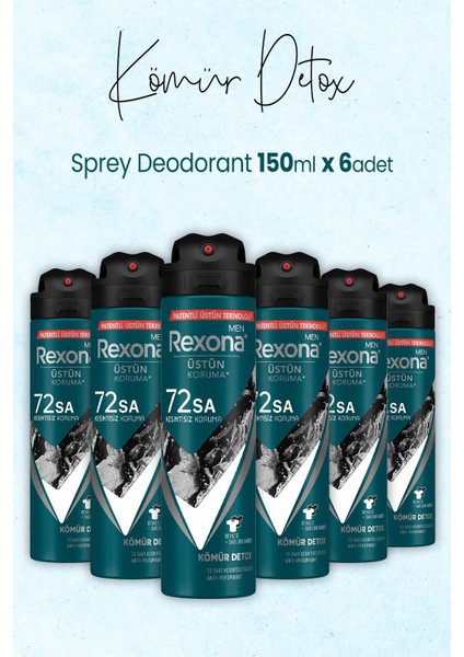 Men Sprey Deodorant Kömür Detox 150 ml x 6 Adet