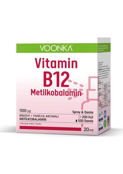 Vitamin B12 Sprey & Damla Metilkobalamin 20 ml