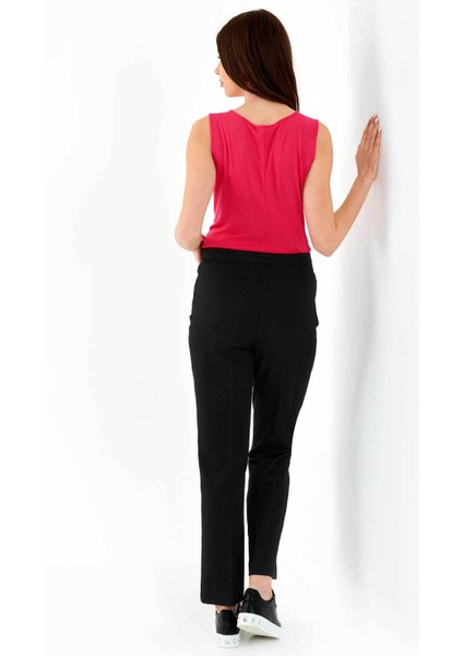 Tolga Saraçoğlu Kadın Gizli Lastikli Mevsimlik Gabardin Pantolon 30068 Siyah fırsatları