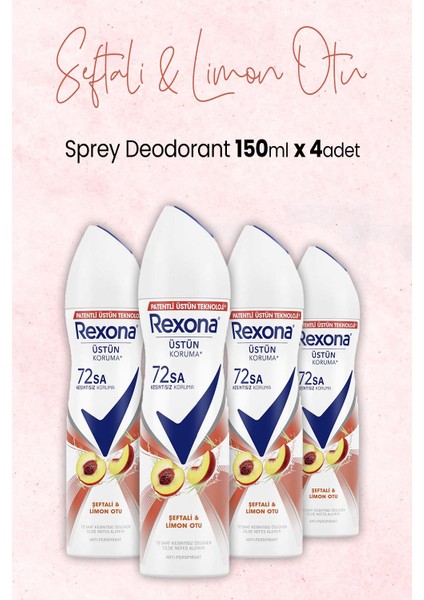 Kadın Sprey Deodorant Şeftali ve Limon Otu 150 ml x 4 Adet