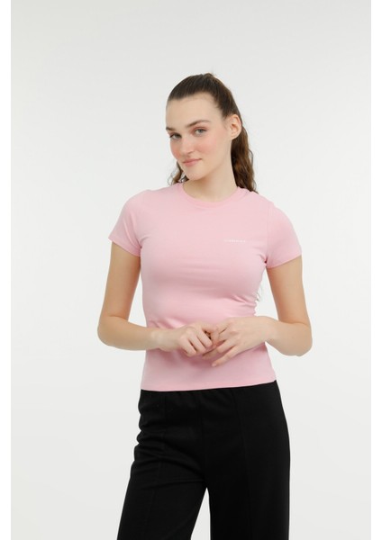 W-CT129 Basıc C Neck T-Sh Pembe Kadın Kısa Kol T-Shirt