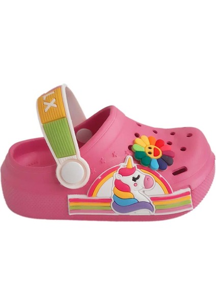 Kaymaz Taban Yumuşak Esnek Unicorn Figürlü Günlük Kız Çocuk Cross Terlik