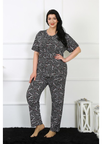 Kadın Büyük Beden Kısa Kol Pijama Takım 75011