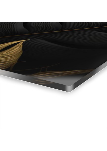 Gold Altın Renkli Yapraklar Cam Tablo Duvar Dekoru 2 fiyatları