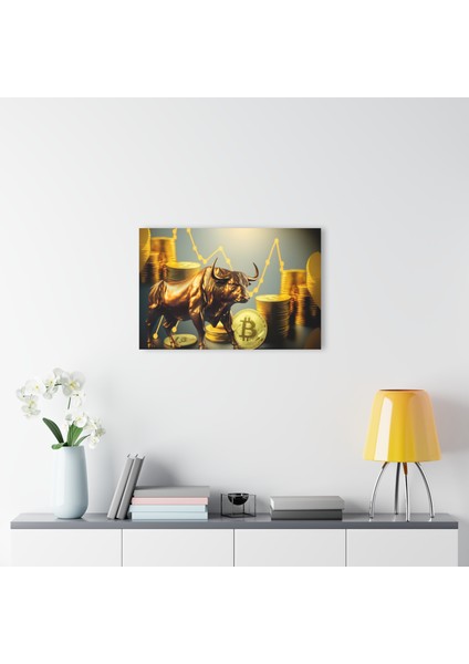 Bitcoin Kripto Btc Crypto Para Boğa Cam Tablo Duvar Dekoru