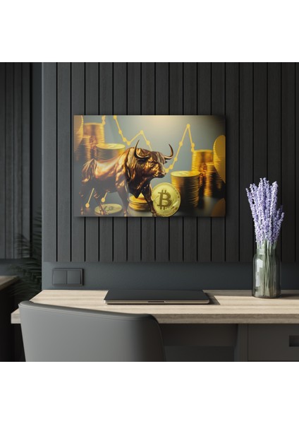 Bitcoin Kripto Btc Crypto Para Boğa Cam Tablo Duvar Dekoru