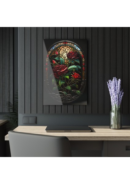 3D Boyutlu Gül Cam Tablo Duvar Dekoru fırsatları