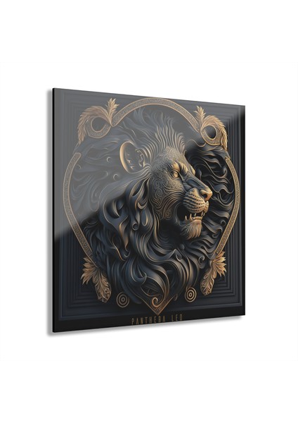 3D Aslan Cam Tablo Duvar Dekoru