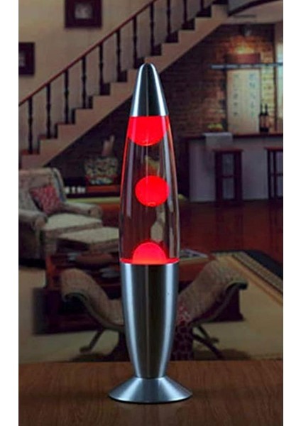 Lav Lambası Kırmızı Büyük Boy 41 cm Gece Lambası Lava Lamp Kırmızı