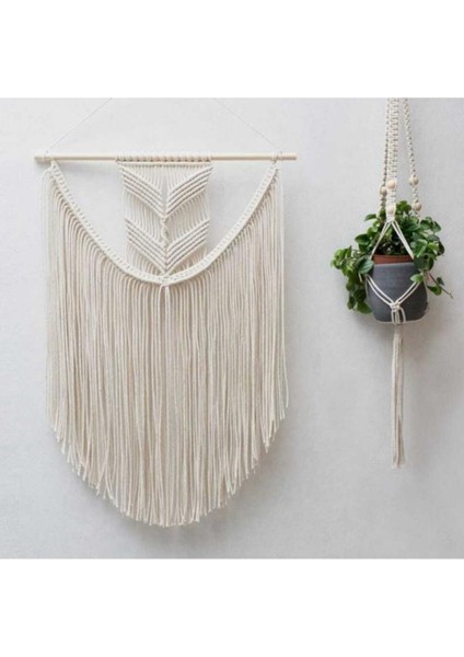 HediSelim Makromemsiii Püsküllü El Yapımı Makrome Duvar Süsü