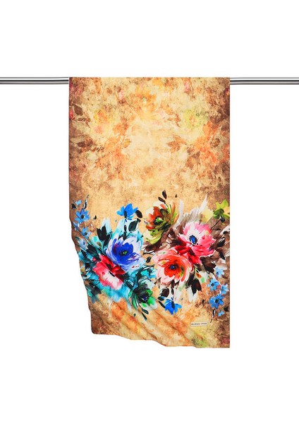 Sarı Flower Ipeksi Fular
