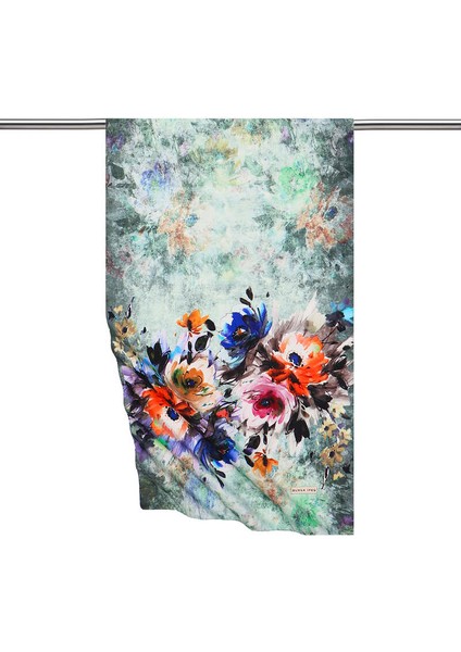 Yeşil Flower Ipeksi Fular