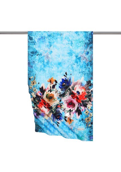 Turkuaz Flower Ipeksi Fular