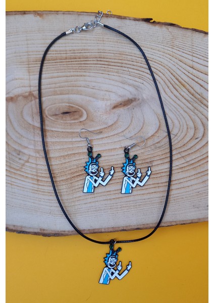 Rick Kolye Küpe Renkli Unisex Metal Kolye Küpe Seti PYTKKLKP300