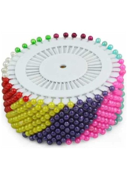 38 mm Diske Dizili Plastik Başlı Toplu Iğne (12 Li Paket)