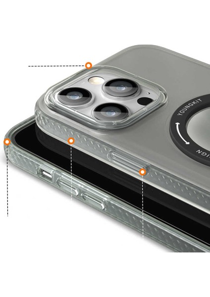 iPhone 13 Pro Uyumlu Kılıf Magsafe Şarj Özellikli Youngkit Rock Serisi Kapak