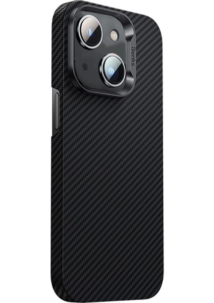 iPhone 14 Uyumlu Kılıf Karbon Fiber Benks 600D Essential Kevlar Kapak