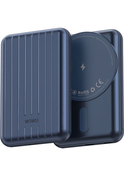 Taşınabilir Wireless Şarj ve Pd Hızlı Şarj Özellikli Powerbank Wiwu PP02 15W 5000MAH Mavi