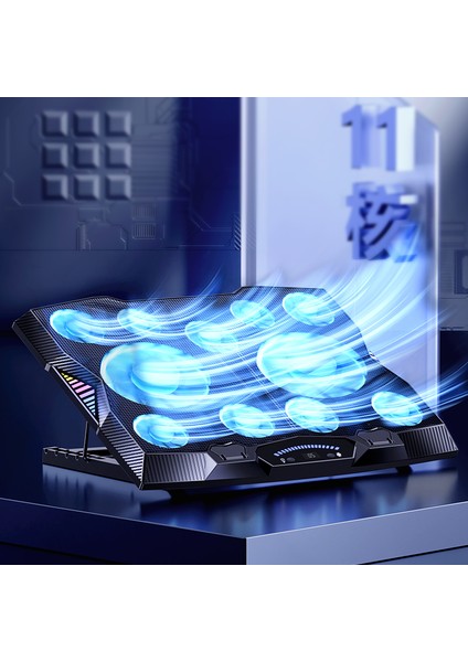 Fanlı Laptop Standı Benks SR08 11 Fanlı Rgb LED Işıklı Soğutucu Stand Oyunculara Özel