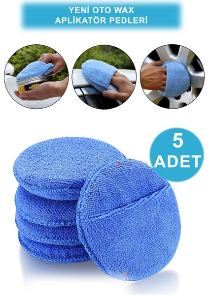 5 Adet Mikrofiber Araba Yıkama Pasta Cila Süngeri Temizlik Eldiven Oto Wax Bakım Bezi