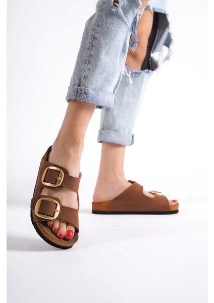 Anetta Kadın Kalın Çift Toka Taba Terlik modelleri