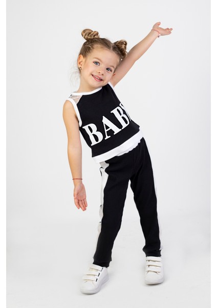 Kız Çocuk Baby Desen Fileli Kolsuz Yazlık Basic Takım 2-5 Yaş modelleri