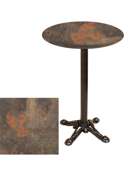 Bistro Döküm Masa (Çipa Werzalit Yuvarlak Q 70CM) - Metalic Oxid 1