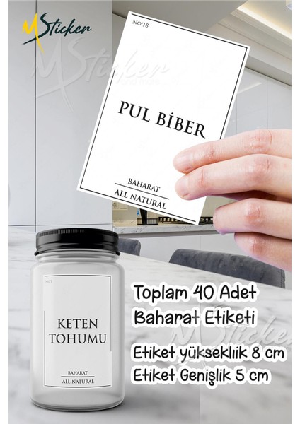Baharatlık ve Kavanoz Etiketi - 40 Parça Sudan Etkilenmeyen Etiket Sticker fiyatları