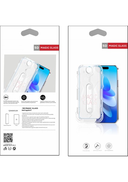 iPhone 14 Pro Max Uyumlu Ekran Koruyucu Kolay Uygulama Aparatlı 5d Magic Glass Cam Ekran Koruyucu