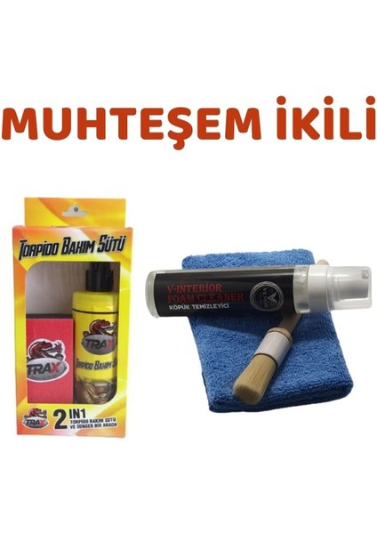 Torpido Bakım Sütü ve Süngeri Torpido Parlatıcı 250 ml + Genel Temizleyici Köpük 250ML