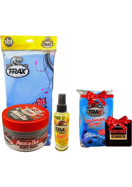 Araba Oto Yıkama Süngeri Pasta Cila Kavanoz Carnauba & 50X70 Mikrofiber Bez & Kavun Koku 170 ml