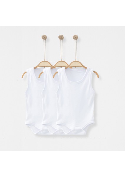 Beyaz Bebek Askılı Çıtçıtlı Zıbın Body 0-3 Ay / 3-6 Ay 3 Adet