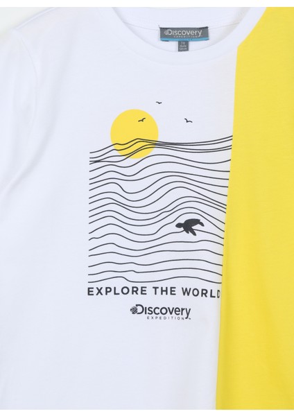 Baskılı Beyaz Erkek Çocuk T-Shirt OCEAN BOY