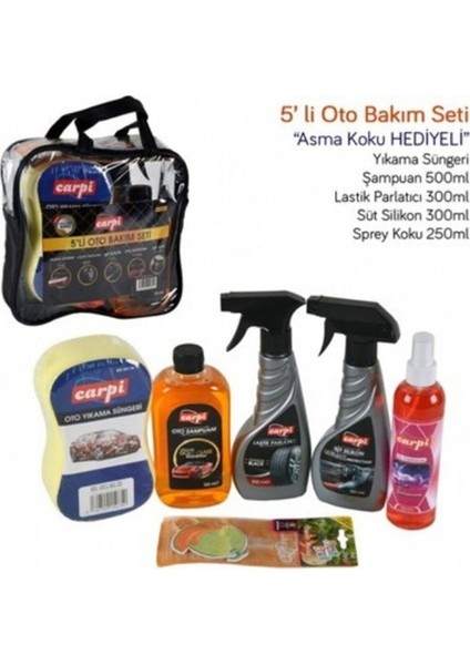 5 Li Oto Bakım Seti Lastik Parlatıcı Süt Silikon Oto Şampuan Sünger fiyatları