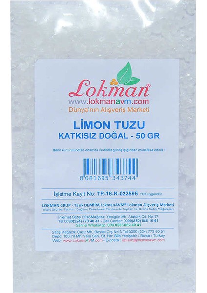 Limon Tuzu Granül Çakıl 50 gr Paket