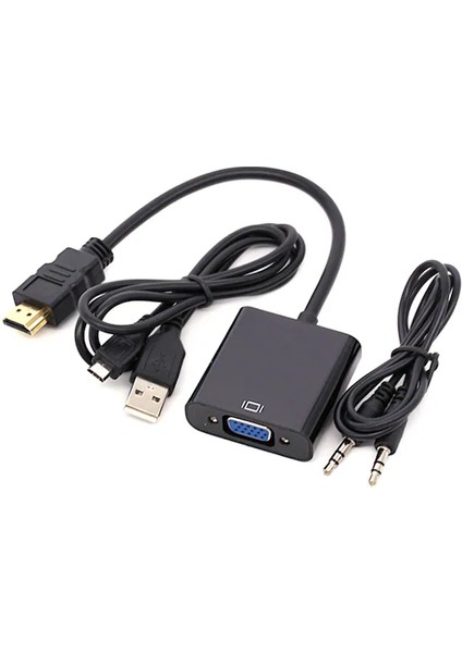 Blue Wings HDMI To VGA Çevirici Kablo - Uydu Alıcısında Kullanır-Güç Girişli Ps4 -Ps5 - Xbox