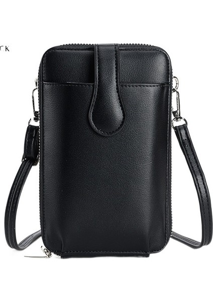 Tek Omuz Retro Moda Diyagonal Basit Pu Fermuarlı Cep Telefonu Çantası (Yurt Dışından)
