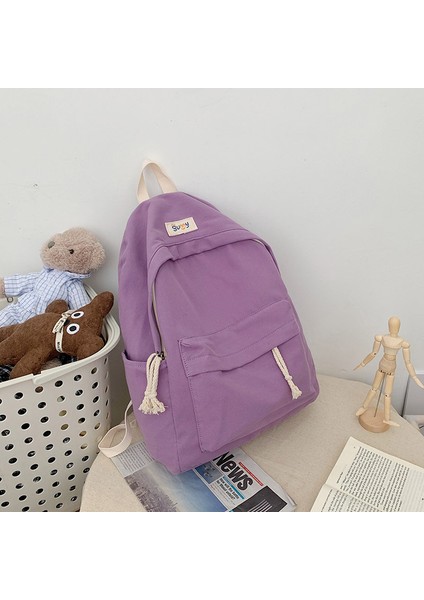 Basit Rahat Tuval Kız Okul Çantası Bilgisayar Sırt Çantası (Yurt Dışından)