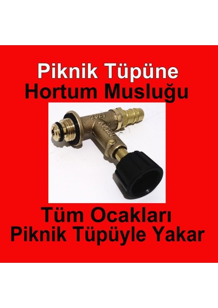 Gri Piknik Tüpü İçin Gaz Musluğu +1 Metre Hortum 2 Kelepçe